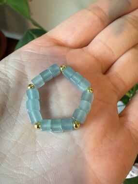 NEW Natural Guatemalan Blue Icy Jadeite Ring